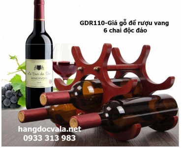 GIÁ GỖ ĐỂ RƯỢU VANG 6 CHAI ĐỘC ĐÁO